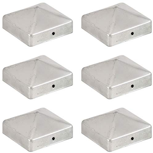vidaXL 6x Pfostenkappe Pyramide Zaunkappe Pfahlkappe Zierkappe Abdeckkappe Zaunpfahlkappe Pyramidenkappe für Pfosten Feuerverzinkt Verzinktes Metall 71x71mm