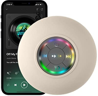 LINGJIONG Enceinte sans fil pour la - Enceinte stéréo sans fil avec ventouse - Sans fil 5.0, portable et étanche pour revoir, traîner, faire du vélo la randonnée