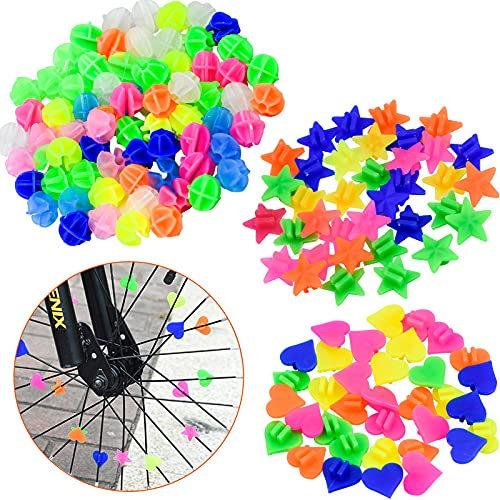 TEESIN Kinderfahrrad Zubehör Speichenclips Speichenklicker Fahrrad Speichenperlen Leuchtendes Räder perlen Fahrrad Dekor für Mädchen Kinder 144 Stück