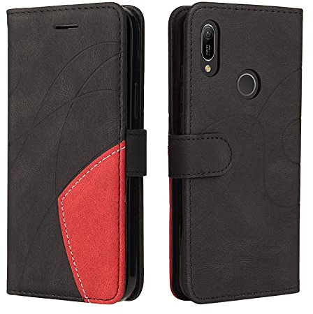 Fatcatparadise Cover per Huawei Honor 8A / Y6 2019, Flip Caso in PU Pelle Case Cover Libro Portafoglio Protettiva Custodia con TPU Antiurto,[Kickstand][Slot per Schede][Chiusura Magnetica] (Nero)