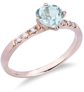 GV GIOIELLI DI VALENZA Anello in oro rosa 18k con acquamarina e diamanti