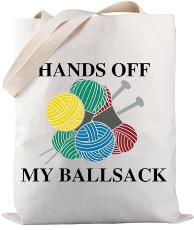PWHAOO Strick-Projekttasche mit Aufschrift Hands Off My Ball, Geschenk zum Muttertag, Geschenk, Hands Off My Ball Sack Tb