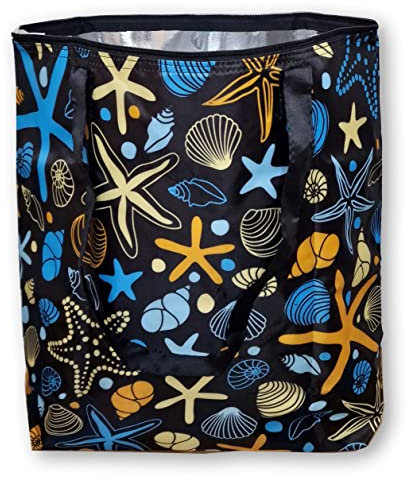PromotionGift Bolsa de compras o playa reutilizable y plegable para mantener el frío, ligera, duradera, con forro interior de aluminio para una perfecta función de enfriamiento, 25 L (estrella de mar)