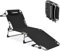FUNDANGO Klappbarer Chaiselongue Sessel mit Kissen, breiter, 4-fach faltbarer, leichter verstellbarer Camping-Liegestuhl, schwarz, für Outdoor, Rasen, Terrasse, Strand, Deck, flach liegend (9C2201)