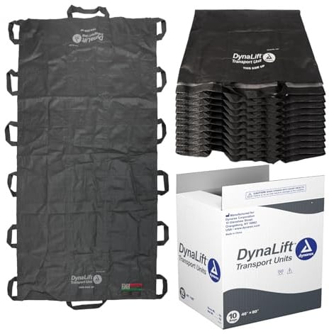 Dynarex DynaLift Portable Transport Unit - Waterproof & Durable Patient Transport Equipment with 14 Handles - Carries up to 1500 lbs - Black, Case of 10