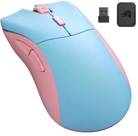 Glorious Model D Forge - Ratón inalámbrico para Juegos Azul y Rosa, 6 Botones programables, 80 Horas de duración de la batería, Sensor de 19 K, Mouse Ligero para Juegos de 58 g, edición Limitada