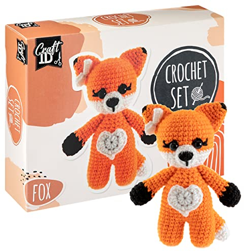 Craft ID Häkelsets für Anfänger | Amigurumi-Set | Fuchs | Starter-Häkelpaket | Häkelnadelset Kinder und Erwachsene | Häkelpakete Kuscheltiere | Häkelset-Tiere