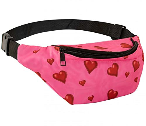 Goldschmidt Kostüme Bauchtasche mit Motiv | Tasche für Fasching & Karneval | Damen Herren Unisex (Herzen pink)