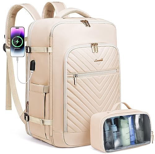 LOVEVOOK Reiserucksack Damen Handgepäck Rucksack Flugzeug Erweiterbar Travel Backpack Women mit Kulturtasche 17.3 zoll Laptop Reisetasche Groß Schuhfach Wasserdicht Weekender Bag für Work