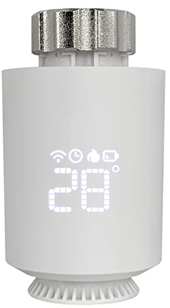 kyaoayo Smartes Heizkörperthermostat Zigbee, Starter Kit mit Hub, Digitales Thermostat, Heizungsthermostat Home Smart Life/Tuya App, WLAN Erweiterbare, für Heizkörper Programmierbar (1 Stk), White
