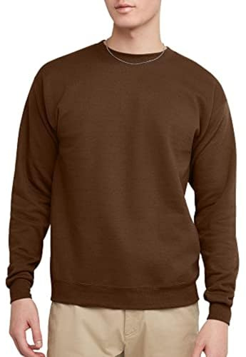 Hanes Men's EcoSmart Fleece, Pullover Crewneck Sweatshirt, 1 or 2 Pack, Army Brown-1 Pack, Large