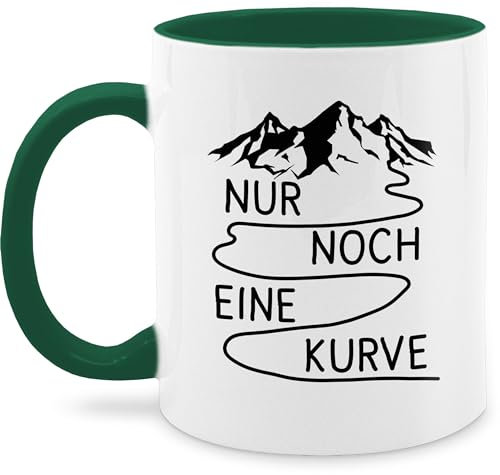 Tasse Tassen 325ml - Wandern - Nur noch eine Kurve - 325 ml - Dunkelgrün - wanderfreunde berg geschenk berge bergen wander wanderer kurven sprüche ich gehe spruch