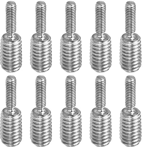PATIKIL M3x0.5 zu M6x1 Doppel Ende Gewindebolzen Schraube Bolzen 10 Packung 304 Edelstahl Stab Bolzen Gewinde Reduzierer Adapter für Möbel Hardware 20mm Lang