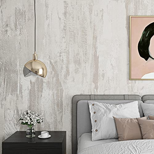 Livelynine Papel tapiz de hormigón blanco roto de 15.8 x 197 pulgadas, papel tapiz texturizado de hormigón para paredes de dormitorio, encimera de baño, papel de contacto blanco para encimeras de