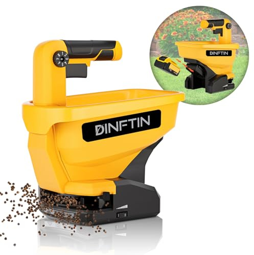 Dinftin Battery Operated Spreader Compatible for Dewalt 20V/60V Li-ion Battery, Seed Spreader Handheld Available Year-Round, Grass Seeds, Rock Salt and De-icer Out-Doors (Battery not Included)