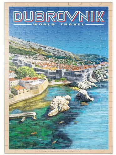 MyPuzzle Dubrovnik, Kroatien - EIN Juwel an der Dalmatinischen Küste, Vintage Travel Poster - Premium 200 Teile Puzzle - MyPuzzle Sonderkollektion von Havana Puzzle Company