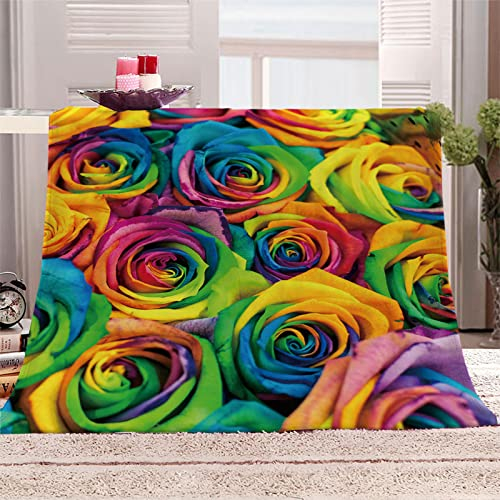 PLEETS Kuscheldecke Flauschige Decke 150 x 200cm Bunte Rosen Super Weich Fleecedecke auch als Wohndecke, Tagesdecke, Sofadecke & Wohnzimmer geeignet, Überwurf Decke Sofa & Couch