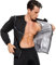 Velssut Giacca da sauna da uomo, a maniche lunghe, per allenamento, con cerniera, snellente, per fitness, palestra, boxe, Nero , M