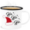 Emaille Becher Blechbecher - Weihnachtstasse Tasse Weihnachten - Ho Ho Ho - Santa Mütze - 300 ml - Weiß Schwarz - weihnachtstassen christmas weihnachtsmann weihnachtsmotiv weihnachts