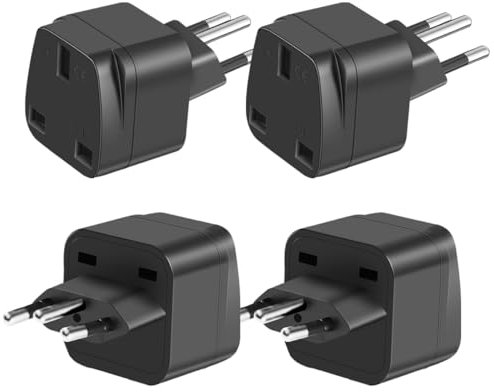HKFENG 4 Pack UK to Brazil Travel Plug Adapter, Brazil Plug Adaptor UK to Brazilian Power Adaptor Type N Plug for UK to Brazil (Black 4 Pack)