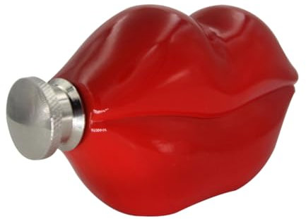 KICHOUSE Frasco De Labios Rojos Acero Inoxidable Petaca Embudo Para Whisky Para Fiestas