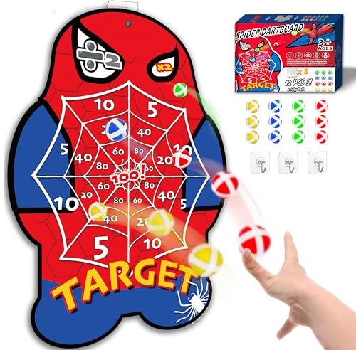 Glückpa Kinder Spielzeug für 3-8 Jahre, 70cm Kinder Klett Dartscheibe mit 12 Klebrigen Bällen, Geschenke für Jungen ab 4-9 Jahre, Indoor/Outdoor Spiele, Wurfspiel Sets für Jungen Mädchen