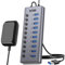 SSK 10 Port 60W USB Hub Aktiv 3.0 mit Netzteil,Aluminium 5Gbps USB 3.0 Hub,Unterstützt gleichzeitiges Laden und Datenübertragung, Powered USB 3.0 Hub mit DC12V5A Adapter 3.93ft Kabel