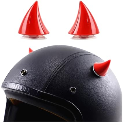 CGEAMDY 2 Stück Motorradhelm Hörner, Gummi Motorradhelm Hörner Dekoration, Rot