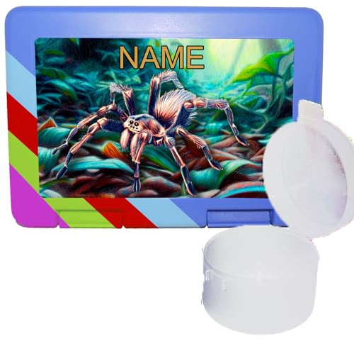 Maus-Design Kinder Brotdose personalisiert mit separater Obstdose, Spinne | Name mit Schriftartwahl, Farbwahl, Brotbox, Schriftwahl für Name