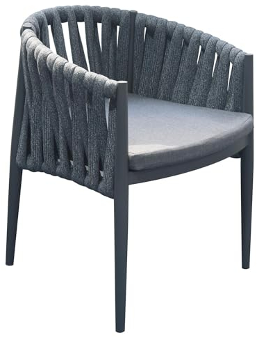 OUTLIV. Gartensessel Lena, UV-beständig und wasserabweisend, Rückenlehne aus hochwertigem Rope, hohe Belastbarkeit: 160 kg, 63x62x77 cm, Anthrazit