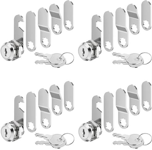 TTYSHIP® 4 Pièces Serrure Boite aux Lettres, Serrure de Boite aux Lettres 16mm avec 5 Plaques de Serrure Différentes et 2 Clés, Verrou Boite aux Lettres pour Boîtes aux Lettres, Casier