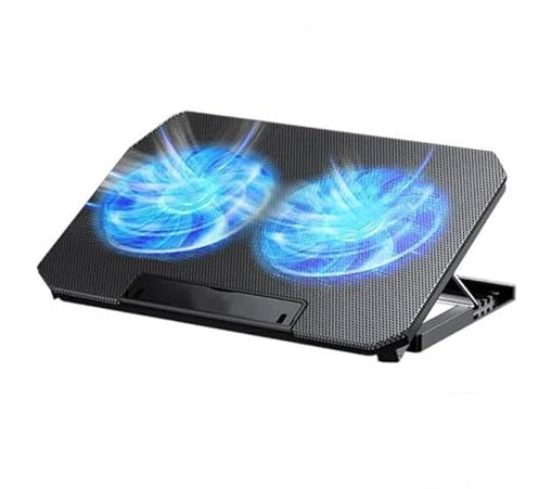 Zacoola Laptop Cooling pad, 12 -17 Gaming Laptop Cooling pad, with 2 Large-Sized Silent Fan LED Lights and 2 USB 2.0 Ports, Adjustable Stand Stand Height Angle (Q100-Black)