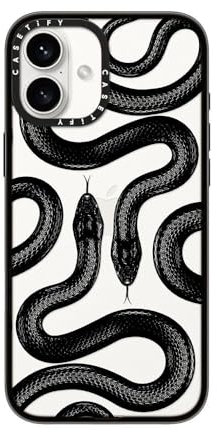 CASETiFY Compact iPhone 16 Plus Case [Lightweight / 4ft. 2X Military Grade Drop Protection/Slim] - Black Kingsnake - Clear Black