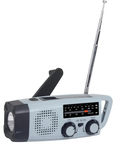 Ticfox Radio multifonction portable avec manivelle et générateur d'énergie solaire, radio FM AM NOAA Weather radio, lampe de poche LED, chargeurs pour téléphones portables, convient pour le camping en