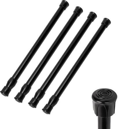 4 Stück Verstellbare Gardinenstange 25-40cm Schwarz Schiene aus Kohlenstoffstahl, Teleskopfeder Duschvorhangstange Spannstange für Badezimmer, Kleiderschrank, Küche, Balkon, kein Bohren