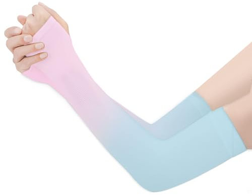 Long Keeper manchette bras femme homme Manchette Gaming Protection Anti UV manchon braspour Activité en Dehors Tatouages Couvrants (Bleu Rose)