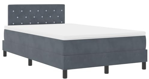 vidaXL Stylisches Samt-Bettgestell für Erwachsene 120X190 cm Dunkelgrau Polster Small Double Unterstützende Sperrholzlatten Modernes Schlafzimmermöbel Basis Bettgestell