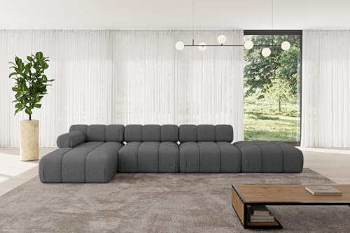 ALTDECOR Modulares Sofa Ecksofa in L-Form Corner modular Sofa Eckcouch Couch Wohnlandschaft Cauchsofa Polstersofa Lizur-L2-380x160x70 cm Grau