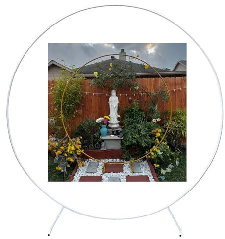 Arco de boda de metal, eje redondo de metal para jardín, pérgola curvada, guirnalda de marco circular para cumpleaños, bodas, aniversarios, color blanco, acento decorativo de 1 m