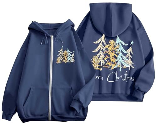 Felpe con cappuccio da donna con cerniera e cerniera a maniche lunghe con coulisse casual in pile sportivo, Marina Militare, M