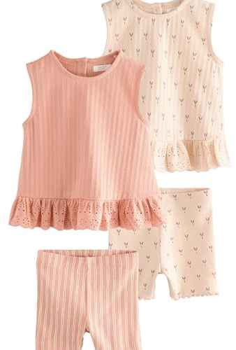NEXT Mädchen Set mit Trägertop und Shorts, 2er-Pack Neutral Ditsy 68-74