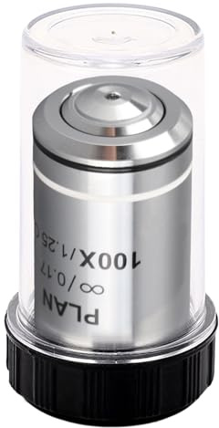 Gearwell -Mikroskop -Objektivlinse, unendliches Objektiv 100x, 20,2 mm optische Linse, biologisches Mikroskopzubehör, Laborbildgebungslinse für Forschungsmikroskop