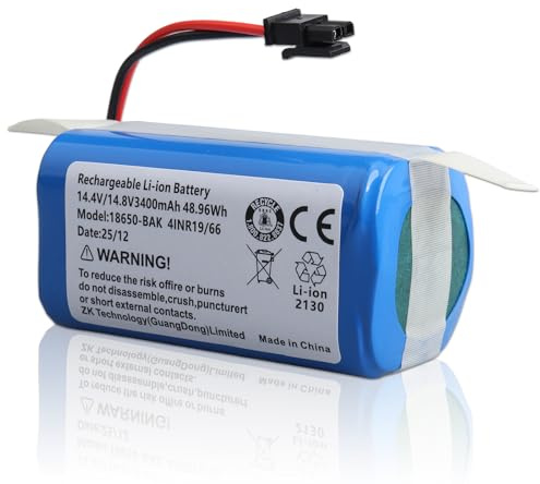 WoskjXas 3400mAh Akku Kompatibel mit Kyvol Cybovac L20 E20 E30 E31 | RoboVac LR20 LR30 L35 Hybrid LR30 L35 Hybrid+, Coredy R750 G800 G850, Bagotte BG800 BG850 Saugroboter Ersatzakku