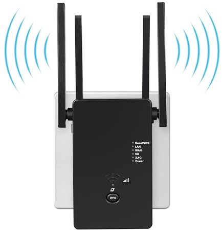 1200 Mbps WLAN-Verstärker,DualBand-Repeater geeignet für alle WLAN-Geräte | WiFi-Repeater WiFi Verstärker mit Repeater/Router/AP-Modus WLAN-Extender/booster mit 4 Antennen WLAN Verstärker Outdoor