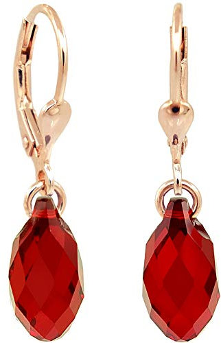 Ohrringe Rosegold Rot Tropfen Swarovski Kristalle 925 Sterling Silber NOBEL SCHMUCK