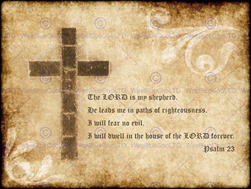 Bumblebeaver PSALM 23 LORD SHEPHERD CROSS CHRISTIAN RELIGIOUS QUOTE TYPOGRAPHY POSTER Kreuz Christus Zitat Typografie