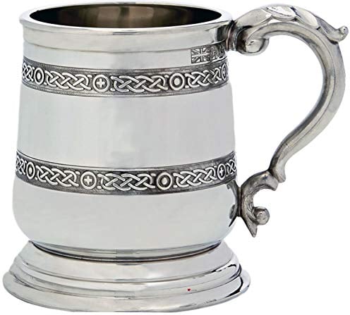 I LUV LTD Zinnkrug George 3. Form Double Celtic Band Verzierten Griff 1pt Poliert