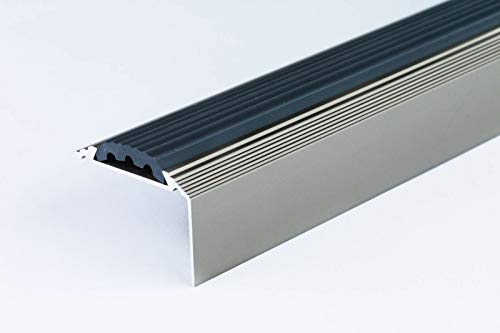 Aluminium Stair Nosing Edge Trim Step Nose Edging Titanium Silver Gold 1.2M TMW Profiles (Titanium)