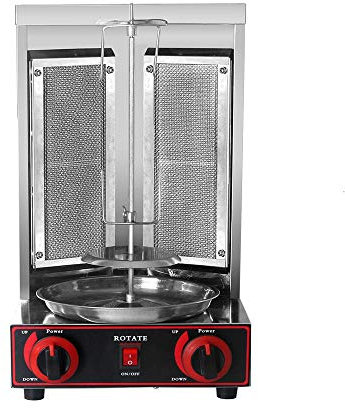 Shawarma Gyro BBQ Meat Machine Vertical Kebab Doner Meat Infrared Grill Stainless Steel 2Burners Rotisserie Broiler Cooking