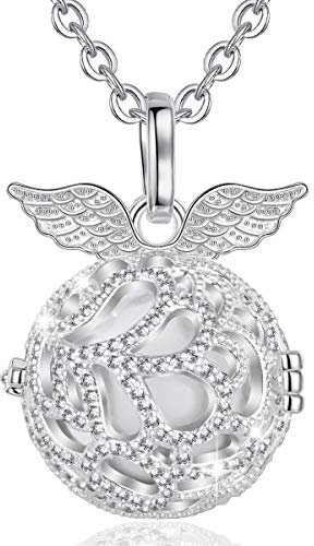 AEONSLOVE Bola Grossesse Collier Bola de Grossesse avec Chaine Pendentif Musique Carillon Bell pour Maman Fille Amie, Bijoux Personnalisés Chaîne 114cm